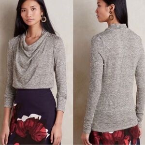 Anthropologie Deletta Metallic Shimmer Cowl Neck Long Sleeve Blouse